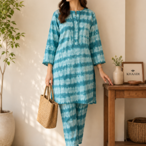 Teal Tie-Dye Stripe 2-Piece Co-Ord Set
